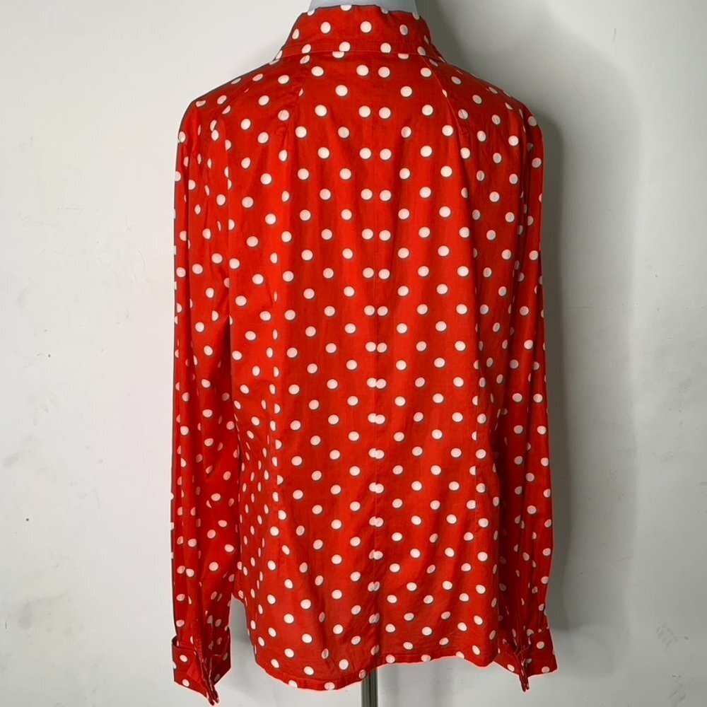 Christian Lacroix Women's Red White Polka Dot Long Sleeve Button Down Shirt 44 - Picture 9 of 15